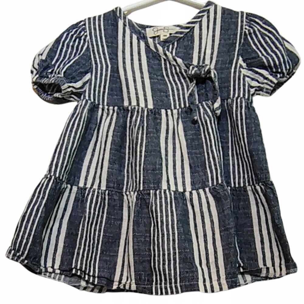 Jessica Simpson Girls Nautical Striped Linen Wrap Dress 18M Patchwork Toddler‎